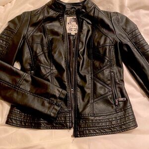 Black faux leather jacket. Size small